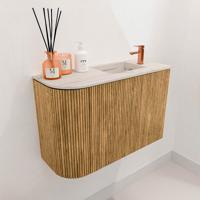 Toiletmeubel Mondiaz Joya Dlux | 61.6 cm | Meubelkleur Oak | Faye wastafel Nata Wasbak Rechts | 1 kraangat