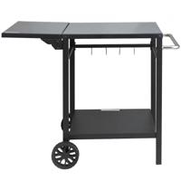 VEVOR serveerwagen keukenwagen 97,2 x 64 x 75,5 cm buitengrill eetwagen met dubbele plank, verplaatsbare grilltafel voor voedselbereiding, multifunctioneel ijzeren tafelblad zwart