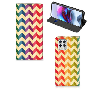 Motorola Moto G100 Hoesje met Magneet Zigzag Multi Color