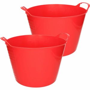 Flexibele emmer - 3x - rood - 15 liter - kunststof - 35 x 29 cm