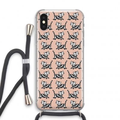 Zwarte poes: iPhone XS Transparant Hoesje met koord