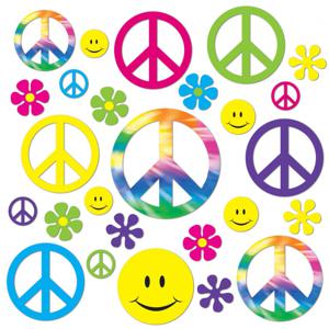 Wand feest decoratie hangers - 84x - Sixties Hippie Flower Power peace thema