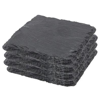 Glazen Onderzetter - 8x - leisteen - 10 x 10 cm - tegen vocht kringen - antraciet