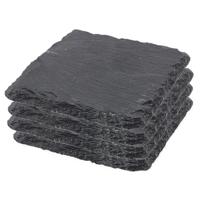 Glazen Onderzetter - 8x - leisteen - 10 x 10 cm - tegen vocht kringen - antraciet