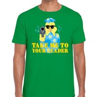 Fout paas t-shirt groen take me to your leader voor heren