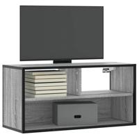 Tv-meubel 80x31x39,5 cm bewerkt hout metaal grijs sonoma eiken