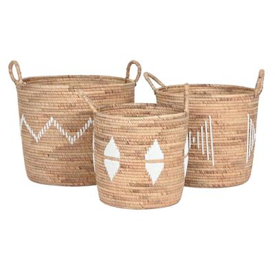 Basket spelset DKD Home Decor Wit Natuurlijk Touw Zeegras (3 Onderdelen)