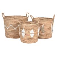 Basket spelset DKD Home Decor Wit Natuurlijk Touw Zeegras (3 Onderdelen)
