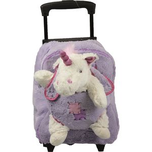 Rugzaktrolley kinderkoffer - pluche eenhoorn knuffel - kunststof/polyester - 35 x 25 x 13 cm