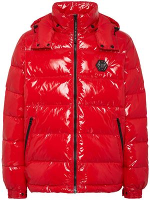 Philipp Plein veste matelassé à plaque logo Hexagon - Rouge