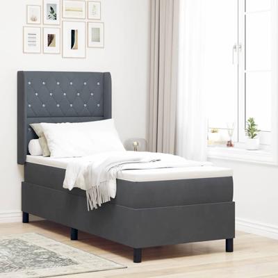Boxspringbed met matras fluweel donkergrijs 80x200 cm