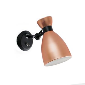 Retro Design Wandlamp kleur koper met zwarte accenten fitting E14 20045 Spaans Design Faro