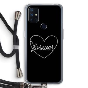 Forever heart black: OnePlus Nord N10 5G Transparant Hoesje met koord