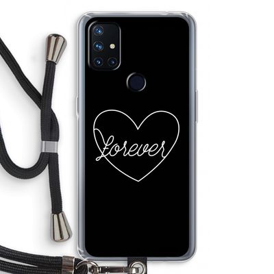 Forever heart black: OnePlus Nord N10 5G Transparant Hoesje met koord
