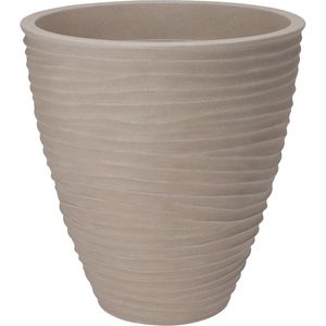 Pro Garden Plantenpot/bloempot Dunes - Tuin - stevig kunststof - zand/beige - D40 x H42 cm - Plantenpotten