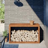 VidaXL Brandhoutrek 100x40x60 cm weervast staal VidaXL Brandhoutrek 100x40x60 cm weervast staal