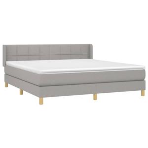 vidaXL Boxspring met matras stof lichtgrijs 160x200 cm