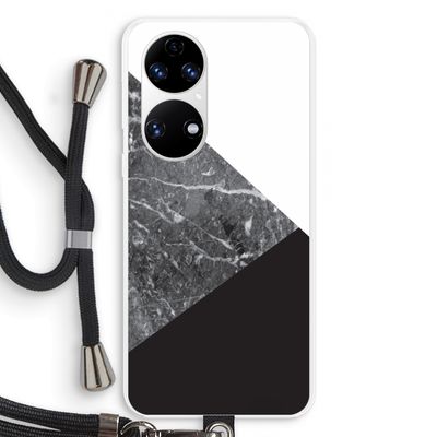 Combinatie marmer: Huawei P50 Transparant Hoesje met koord