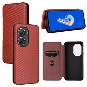 Asus Zenfone 9 Flip Case - Koolstofvezel - Bruin