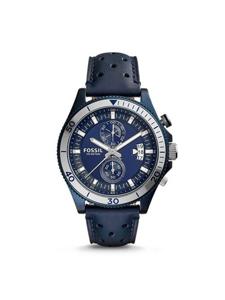 Horlogeband Fossil CH3012 Leder Blauw 22mm