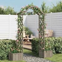 VidaXL Pergola met plantenbak massief vurenhout grijs - thumbnail