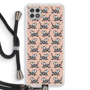 Zwarte poes: Samsung Galaxy A22 4G Transparant Hoesje met koord