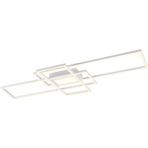 LED Plafondlamp - Plafondverlichting - Trion Urano - 60W - Aanpasbare Kleur - Afstandsbediening - Dimbaar - Rechthoek - Mat Wit - Aluminium