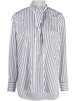 Plan C pussy-bow collar striped shirt - Blanc - thumbnail