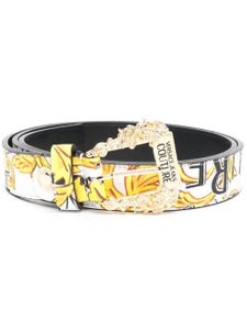 Versace Jeans Couture ceinture en cuir à logo imprimé - Blanc