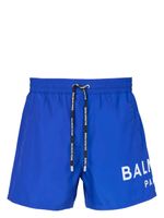 Balmain short de bain à logo imprimé - Bleu - thumbnail