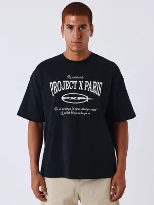 Project X Paris Varsity T-Shirt Heren Zwart - Maat S - Kleur: Zwart | Soccerfanshop