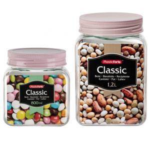 Forte Plastics - Pakket van 8x kunststof keuken voorraadpotten/weckpotten oud roze