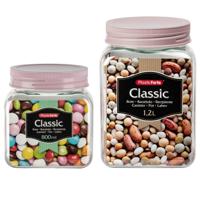 Forte Plastics - Pakket van 8x kunststof keuken voorraadpotten/weckpotten oud roze Forte Plastics - Pakket van 8x kunststof keuken voorraadpotten/weckpotten oud roze