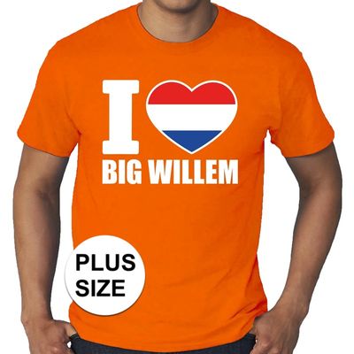 Oranje I love Big Willem grote maten shirt heren