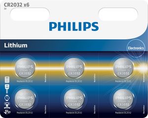 Philips CR2032 3v lithium knoopcel batterij (6 stuks)