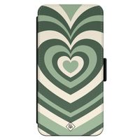 iPhone 14 flipcase - Hart swirl groen