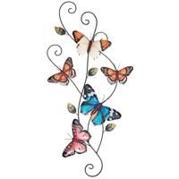 Tuindecoratie vlinders - 3D - gekleurd - 67,5 cm - muur/schutting decoratie