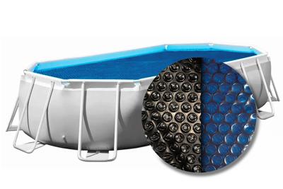 W&apos;eau solar cover ovaal - 610 x 370 cm (zeilmaat 604 x 364) - Zwart/Blauw