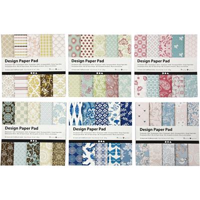 Creativ Company Design papierblok, vel 15,2x15,2 cm, 120 gr, diverse kleuren, 300 vel, 6x50 vel/ 1 doos