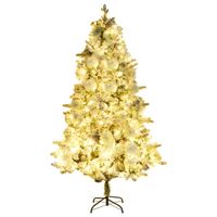 The Living Store Kerstboom Hinged - 225 cm - PVC/PE/steel - LEDs - Green - white