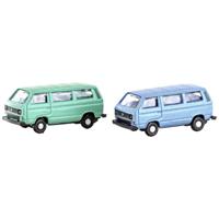 Minis by Lemke LC4347 N Auto Volkswagen T3 set van 2 bussen groen + blauw (metallic serie) - thumbnail