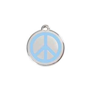 Peace Light Blue roestvrijstalen hondenpenning small/klein dia. 2 cm - RedDingo