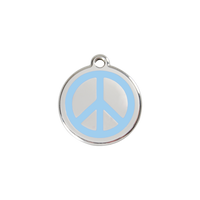 Peace Light Blue roestvrijstalen hondenpenning small/klein dia. 2 cm - RedDingo