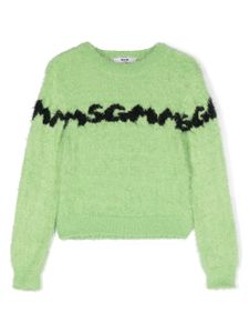 MSGM Kids pull à logo intarsia - Vert