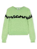 MSGM Kids pull à logo intarsia - Vert