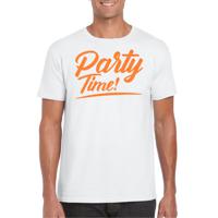 Verkleed T-shirt voor heren - party time - wit - oranje glitter - carnaval/themafeest