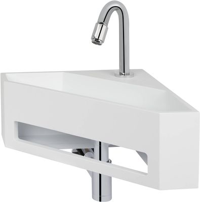 Saqu Tenno Hoekfontein 35x35x16 cm Mat Wit