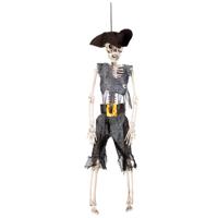 Horror decoratie hangend skelet piraat - 40 cm - Halloween/piraten thema versiering poppen