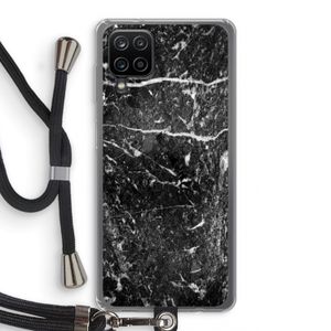 Zwart marmer: Samsung Galaxy A12 Transparant Hoesje met koord