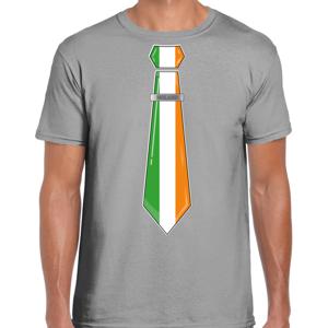 Verkleed T-shirt voor heren - stropdas Ierland - grijs - supporter - themafeest